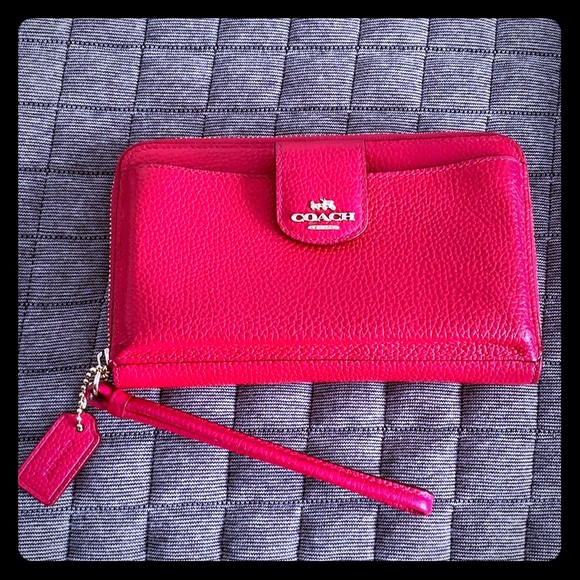 Coach Bags Coach Hot Pink Leather Zip Wallet Poshmark